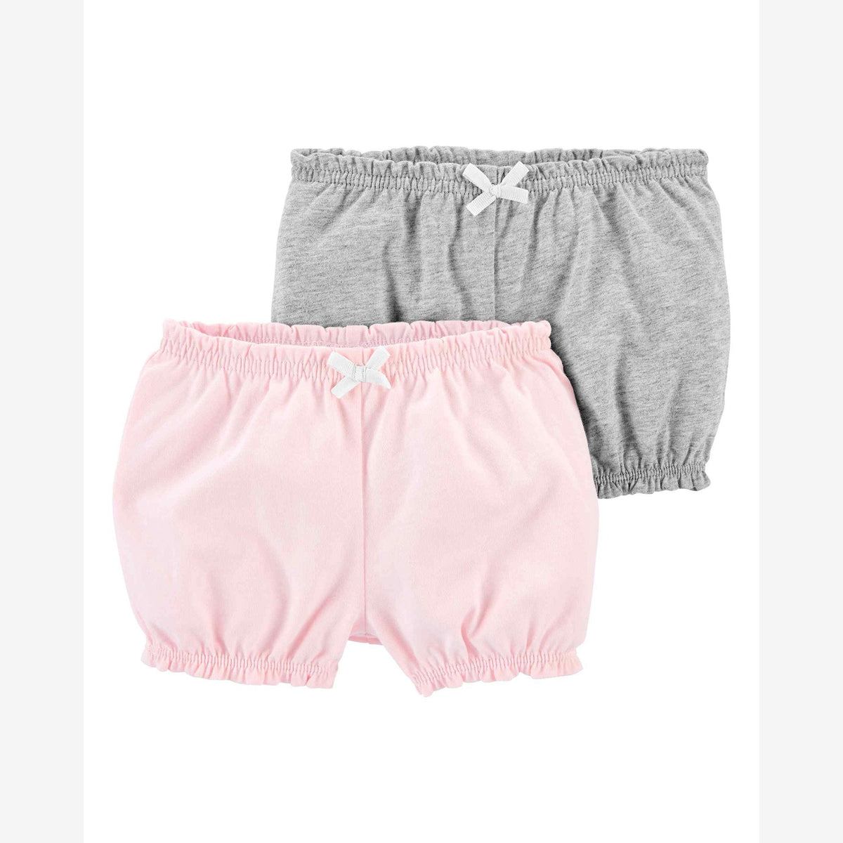 Kit Short Bebê Carter's 2 Peças Elástico Rosa Claro/Cinza Tam RN a 24 Meses