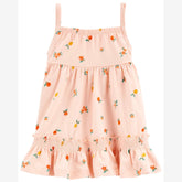 Vestido bebê evasê floral com elástico rosa | Carter's