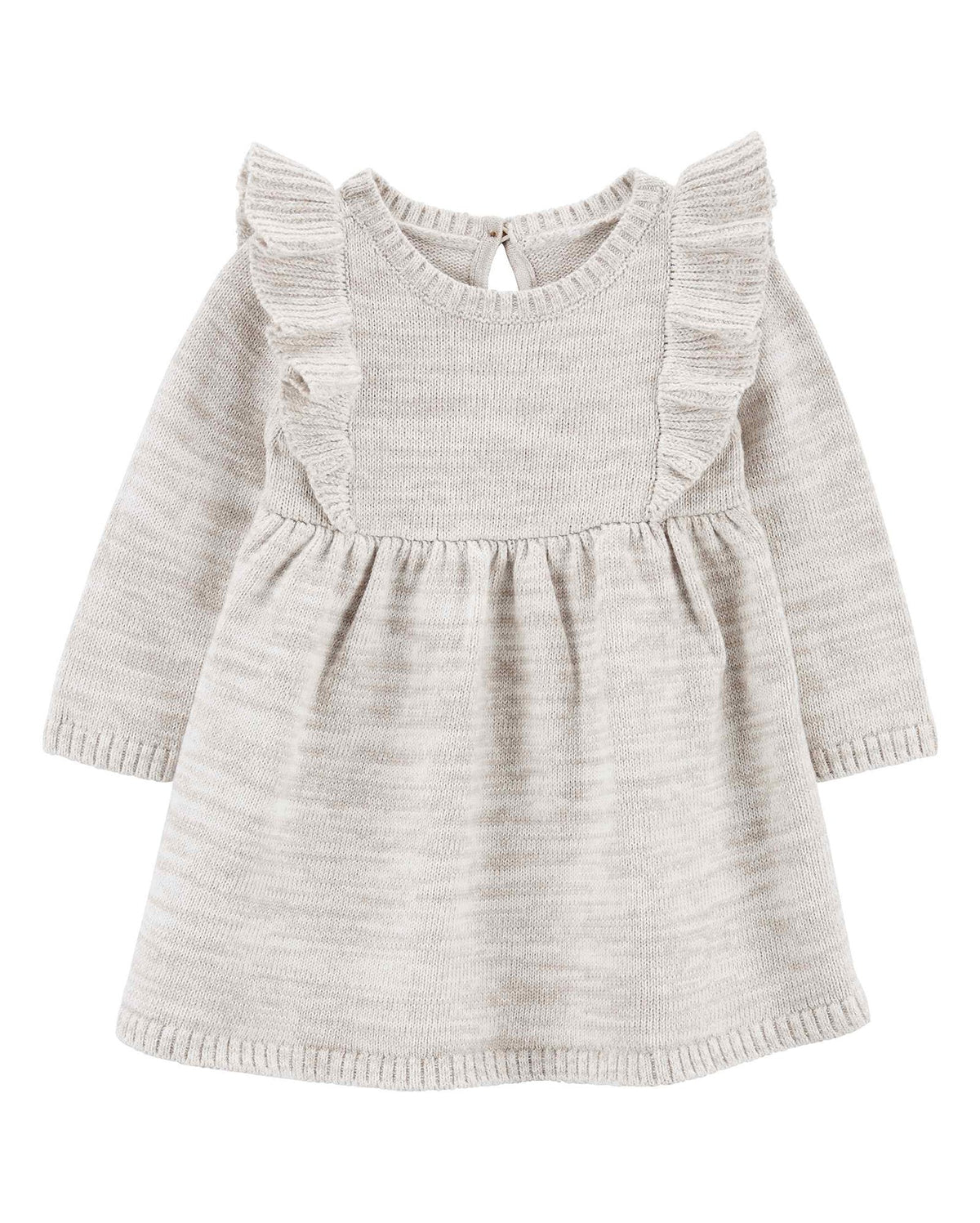 Vestido bebê de tricot com babado e calcinha cinza | Carter's