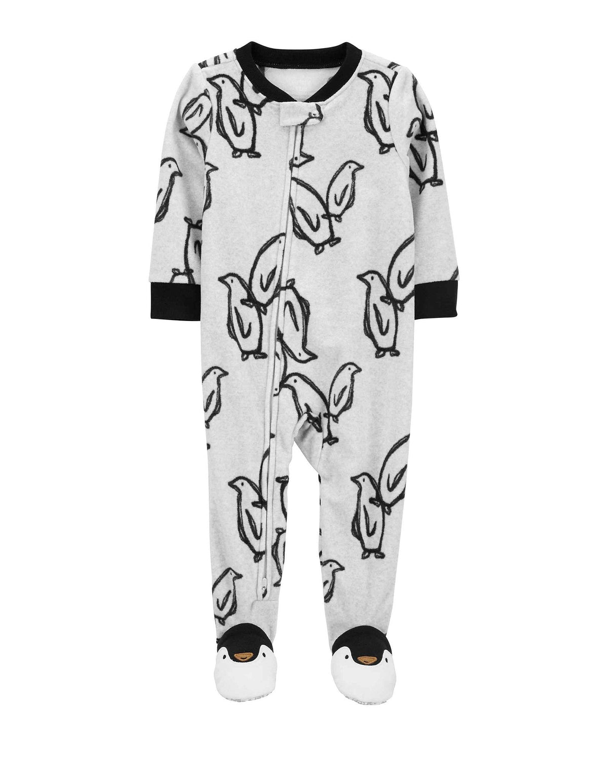 Macacão pijama bebê em fleece pinguim cinza | Carter's